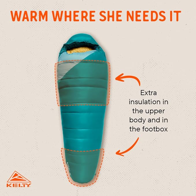 Kelty Cosmic 20 Down Mummy Sleeping Bag for Backpacking Campers 550 Fill Power Recycled Fabrics with PFAS-Free DWR Designed in Sunny Colorado