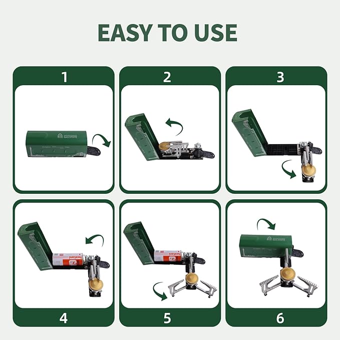 INFOOD Portable Butane Gas Camping Stove - 7500 BTU Compact Folding Design with Carry Bag for Backpacking RV Trips Picnic &amp Outdoor Indoor Cooking Green