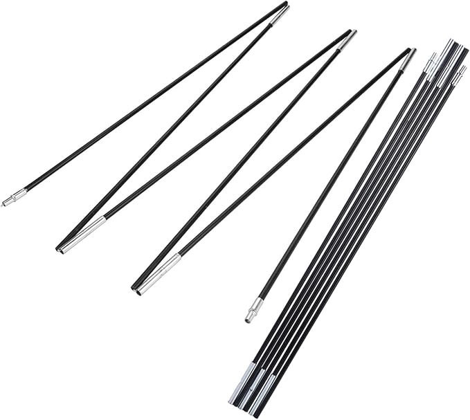 HURRISE 2-Pack Fiberglass Tent Poles 3-Piece Lightweight Support Rods for Camping Hiking Backpacking 1-2 Person Outdoor Tents