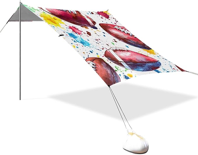 Rugby Pattern (22) Camping Sun Shelter Beach Tent Portable Beach Sun Shade Outdoor Canopy for Camping Trips Fishing Picnic