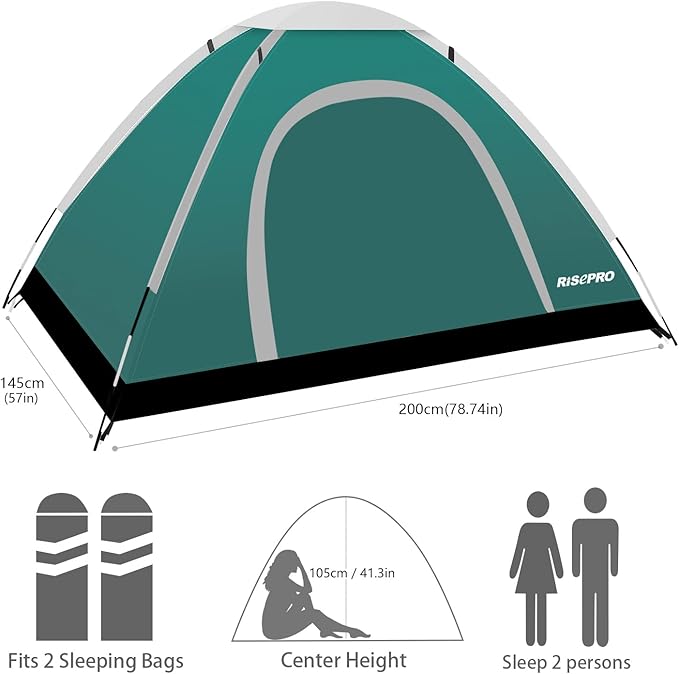 Portable Camping Tent 2 Person Lightweight Waterproof Windproof UV Protection for Outdoor US
