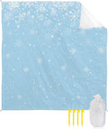 Beach Blanket Waterproof Sandproof Christmas Winter Snowflakes Quick Drying Beach Mat with 4 Stakes White Snowflake Seamless Blue Lightweight Picnic Blanket for Travel Camping Outdoor 83x79