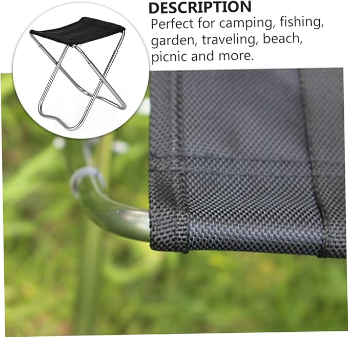 1pc Lightweight Folding Stool for Camping Fishing and Outdoor Activities Portable and Sturdy Alloy Chair Easy to Store and Carry Black