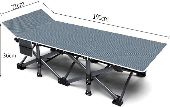 Heavy Duty Sturdy Guest Bed Extra Wider Cots with Large Pocket Portable Folding Bed for Fishing Picnic Office Load Capacity 300kg