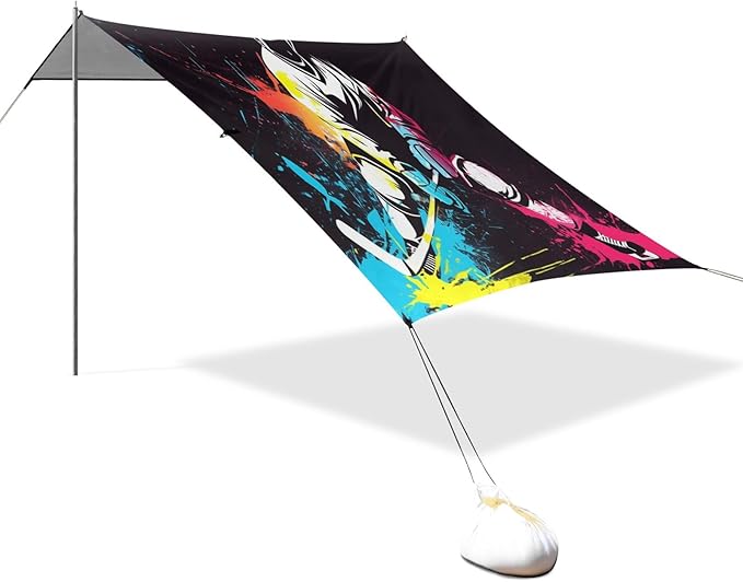 Camping Sun Shelters Colorful Hockey Player Beach Canopy 126 * 110.2in