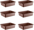 6-Pack 20 x 15 x 5 Commercial Bus Tub/Bus Box - 6.5 Gallons without Lid - Heavy-Duty Polypropylene Dish Box for Restaurants Kitchens and Foodservice - Stackable and Freezer-Safe - Brown