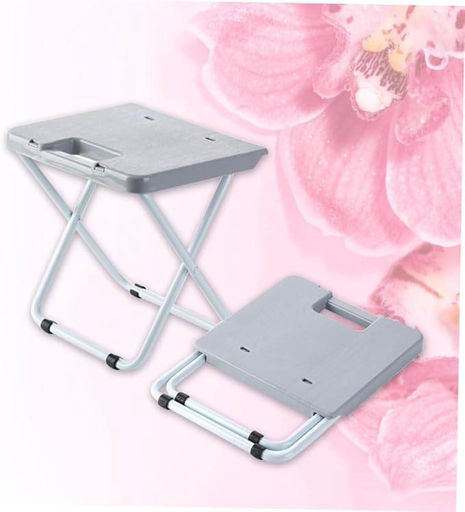 Happyyami Portable Foldable Stool for Outdoor and Home Use Compact Design Lightweight Camping Fishing and Train Travel Grey
