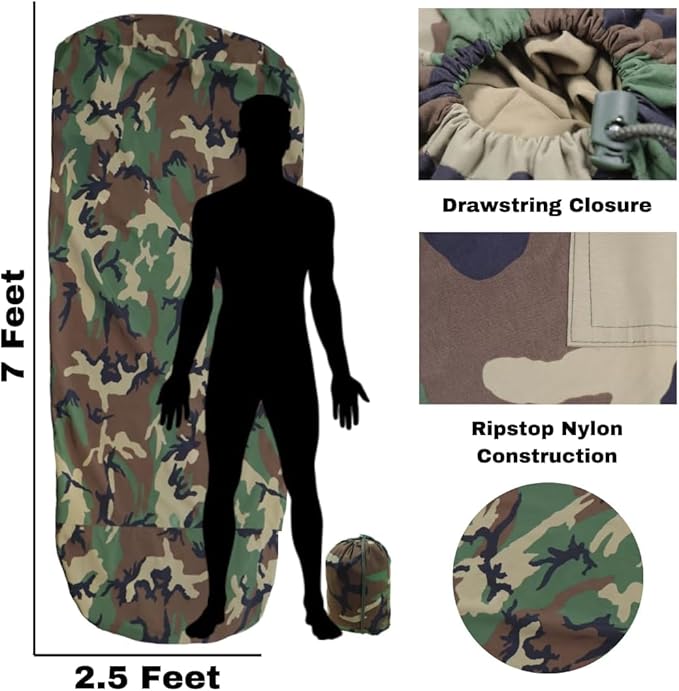 Camouflage Bivy Cover Waterproof Sleeping Bag Cover for Military Modular Sleep System (MSS) Waterproof Outer Shell for Sleeping Bag
