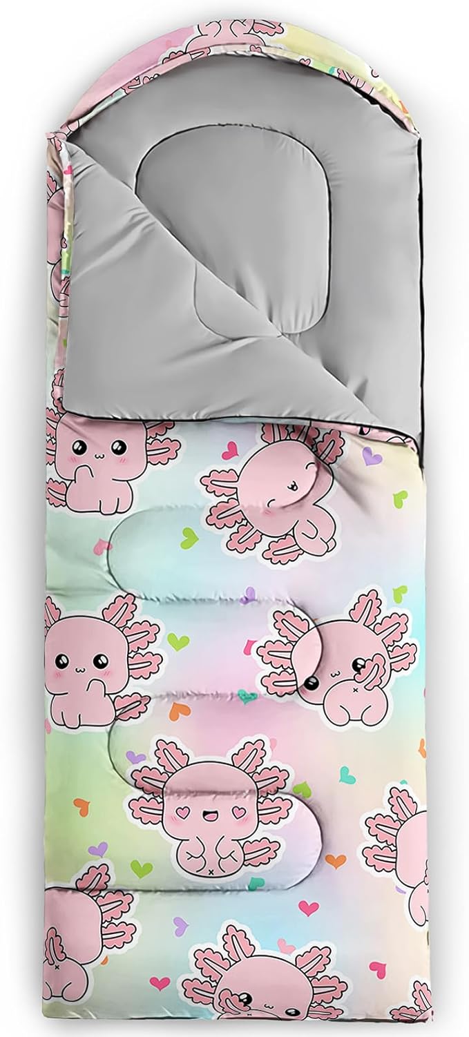 AILONEN Kawaii Panda Sleeping BagsLightweight &amp Waterproof3 Season Warm &amp Cool WeatherDreamy Purple Flower Animal Themed Sleeping Bags for BoysGirlsKidsAdults TravellingOutdoors