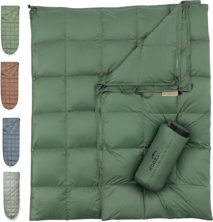 Down Camping Blanket with Footbox – Lightweight Packable Water Resistant Backpacking Quilt &amp Warm Puffy Compact Outdoor Throw – 52x77 with Stuff Sack for Stadium Hiking &amp Travel