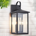 3-Light 9 inches Wide 20.5 inches High Large Wall Lantern Light with Textured Black Finish and Clear Glass New Traditional Outdoor Wall Lights for a Porch Patio Garage Barn Foyer