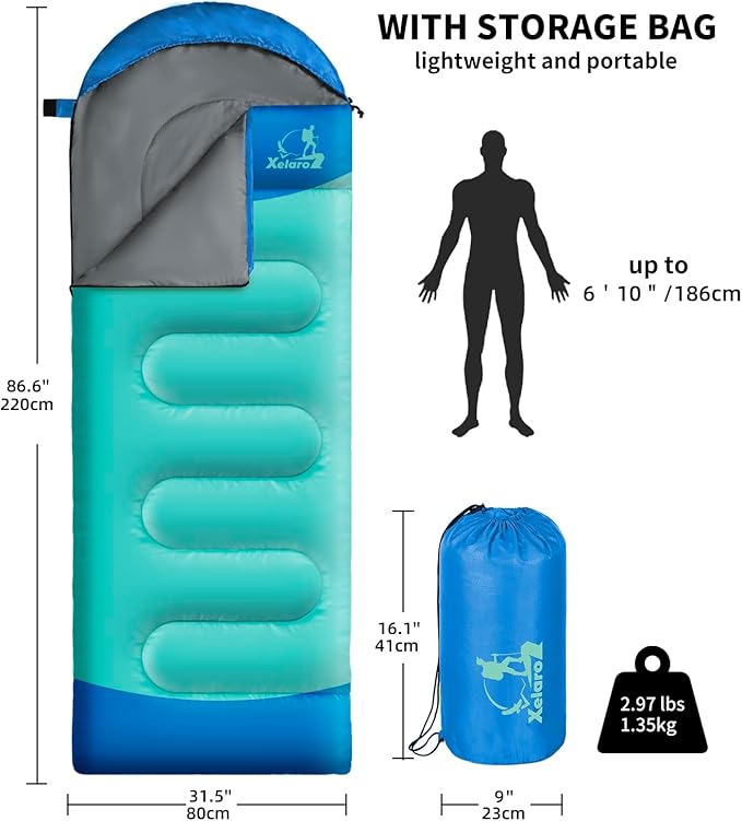 Sleeping Bags for Adults Kids - 3 Season Cold&ampWarm Weather Waterproof Camping Sleeping Bags - Lightweight Sleeping Bags for Camping Hiking Outdoor Travel