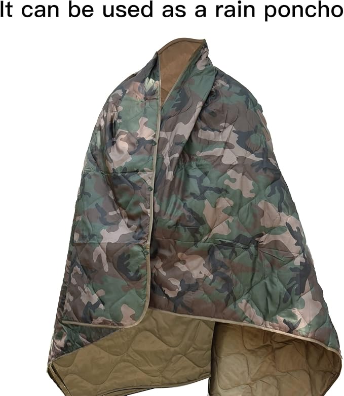 LOOGU Camo Blanket Waterproof Insulation Poncho Liner for Outdoor Camping Hiking Hunting Survival Backpacking Picnicking