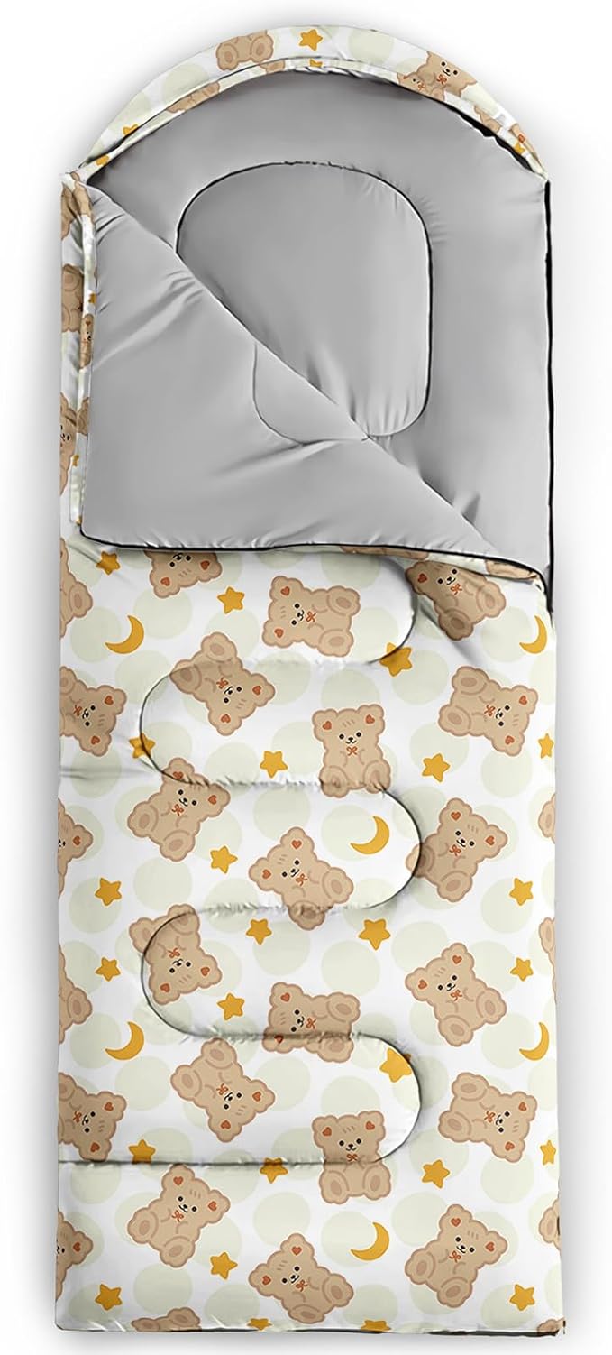 AILONEN Kawaii Panda Sleeping BagsLightweight &amp Waterproof3 Season Warm &amp Cool WeatherDreamy Purple Flower Animal Themed Sleeping Bags for BoysGirlsKidsAdults TravellingOutdoors