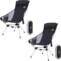 Nice C Ultralight High Back Folding Camping Chair Collapsible Backpacking Chair Compact &amp Heavy Duty Outdoor Travel Picnic Festival with 2 Side Pockets Pillow &ampCarry Bag (Set of 2 Black)