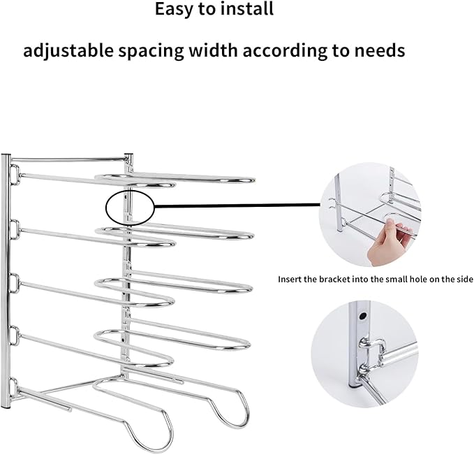 Pizza Rack 5-Tier Stainless Steel Pizza Pan Storage Rack Compact and Convenient Design for Easy Storage Multiple Pizzas pan 10.43 L x 8.52 W x 13 H Pizza Pan R ack