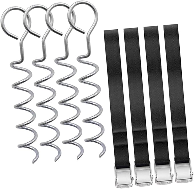 Mikikit Spiral Shaped Dog Stakes Set Heavy Duty Metal Ground Anchors for Tents Wear-Resistant Dog Tie-Outs for Camping and Outdoor Use