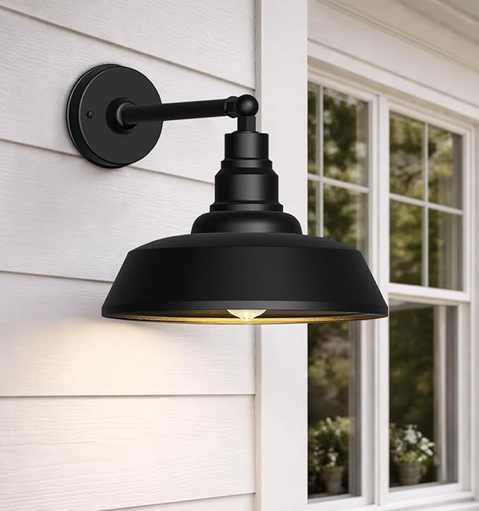 12 Outdoor Gooseneck Barn LightBlack Farmhouse barn Wall Light Waterproof Exterior Light Fixture for Garage Porch Patio or Shed