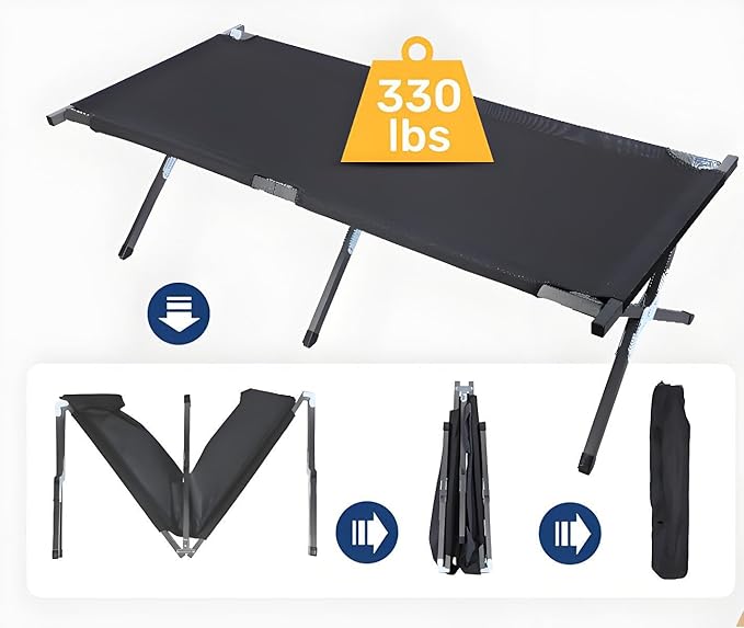 Folding Camping Cot Bed with Carry Bag Folding Cot Portable and Lightweight Sleeping Bed Compact Sleeping Cots Foldable Camp Bed Outdoor Bed Camp Cots for Home Travel Office Beach Camping