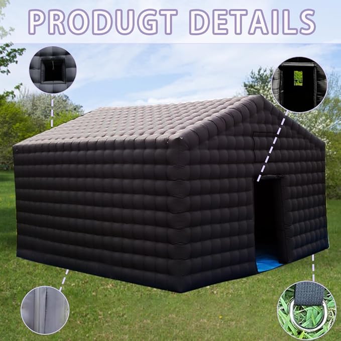 Inflatable Nightclub Tent 20x20ft Heavy-Duty Pop-Up Event Tent for Parties Nightclubs Rentals Commercial-Grade 950W Turbo Fan 210D Oxford Cloth