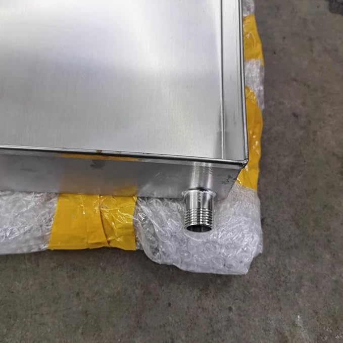 Heavy Duty 304 Stainless Steel Drain Pan with 2m Hose - AC &amp Washing Machine Drip Tray for Leak Prevention Ideal for Flower Pots &amp Garage (70x50cm/28x20in)