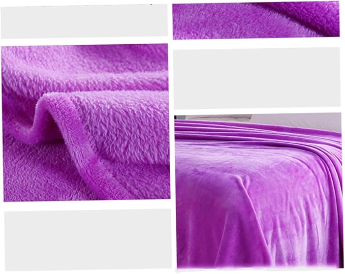 Solid Color Flannel Fleece Blanket Cozy Purple Bed Blanket for All Seasons Lightweight and Warm for Couch Camping and Home