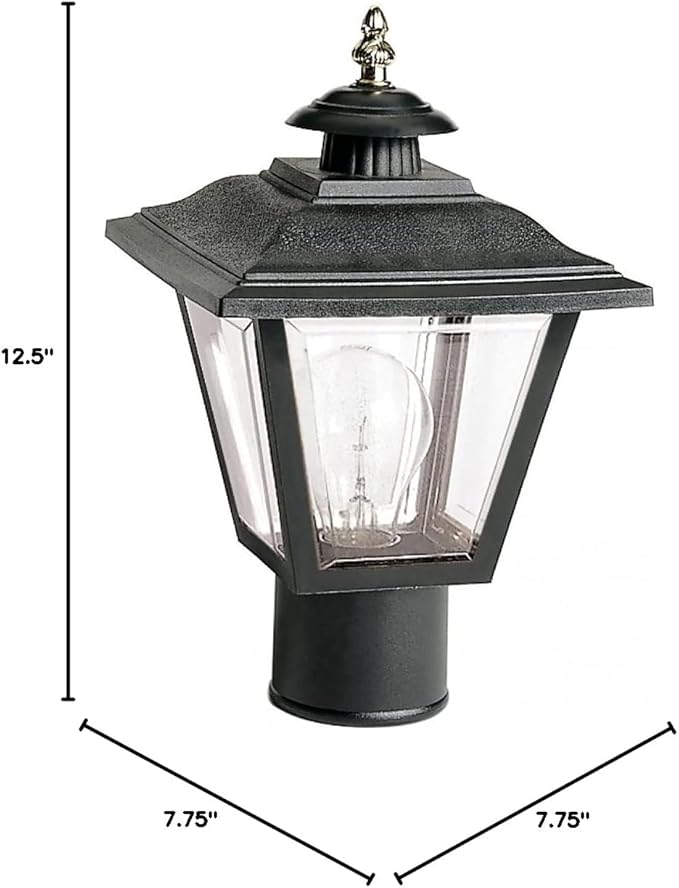 Nuvo SF77/898 Coach Post Lantern with Acrylic Panels Black