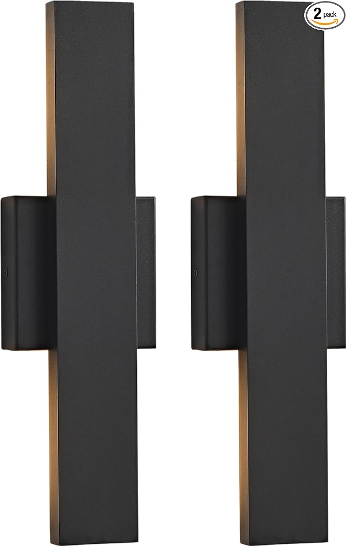 Outdoor Modern LED Wall Light Fixtures Black Linear Exterior Wall Sconces 20W Modern Porch Patio Light Fixture Waterproof Outdoor Wall Lights Outside Lights for House Garage Front Door Patio 2pack