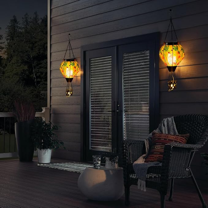 Starsoul Hummingbird Hot Air Balloon Solar Lantern with Candle Holder Glass Outdoor Solar Hot Air Balloon Flickering Flame for Lawn Porch Yard Decorations Gifts for Women Mom Grandma