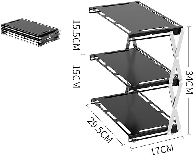 Camping Foldable Storage Rack Outside Tabletop Easy Assembly Multifunction Cookware Hanging Rack for Barbecue Mountaineering Three Layers