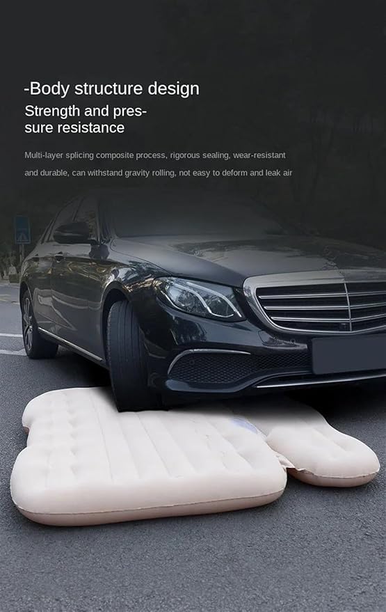 Car Inflatable Mattress Car Camping Travel Mattress Car Trunk Inflatable Mattress Suitable for Self-Driving Travel Camping Bed (Beige)