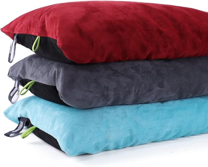 ZOOOBELIVES Down Filled Camping Pillow for Travel Washable Soft Cover Small Camp Cushion for Neck &amp Lumbar Support On-The-Go Ultralight &amp Compressible for Hiking Backpacking - AlpliveS2046