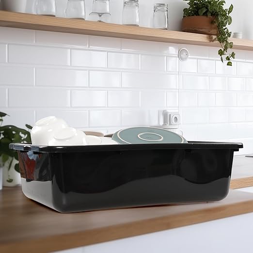 Black Commercial Bus Tubs 32 L Plastic Bus Box/Wash Basin 4 Packs