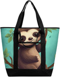 Insulated Shopping BagLarge Reusable Cooler Bags Cute Sloth Printed Foldable Shopping BagTravel Waterproof Shoulder Bag