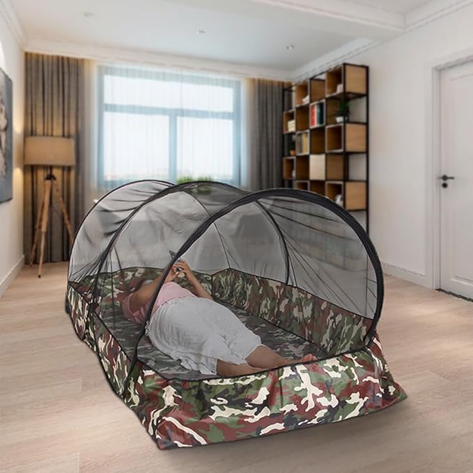 Mosquito TentFolding Netting Bed TentPortable Mosquito Netting with BottomCamping Tent Fine Mesh Mosquito Net for Adults Kids Travel Camping Backyards Canopy Outdoor (Black Net 1 Person)