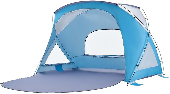 VEVOR Beach Tent Sun Shelter for 6 Person UPF 50+ Portable Sun Shade Beach with Carrying Bag &amp Sand Pockets Lightweight and Easy Setup Beach Umbrella for Family Camping Outdoor Picnic