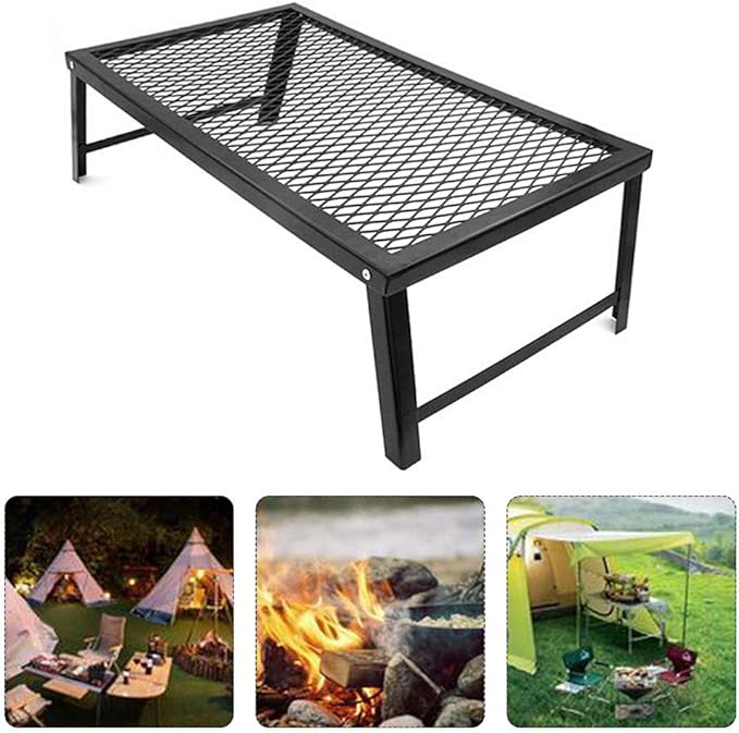 Alomejor Mini Table Coffee Table Side Table Fridge Table Portable Camping Picnic Integrated Storage Grill Rack Iron with Carry Bag for Outdoor Camping