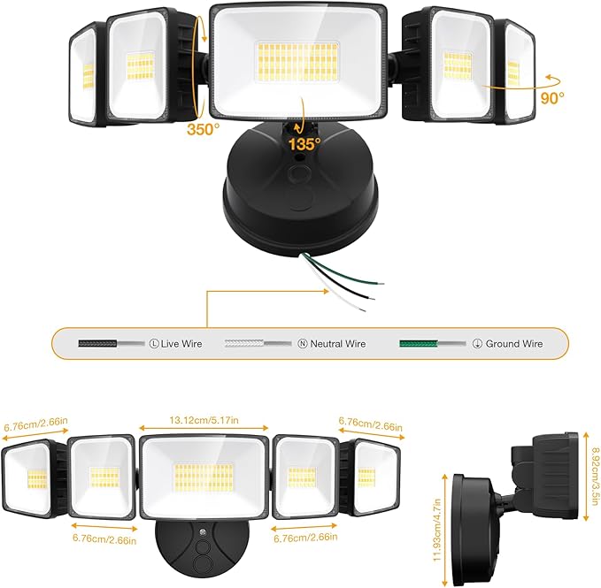 Onforu 120W Smart Flood Light Outdoor 12000LM LED Security Light APP Control WiFi Alexa Flood Lights Outside Floodlight with 5 Adjustable Heads 2700K-6500K Exterior Light Fixture for Yard