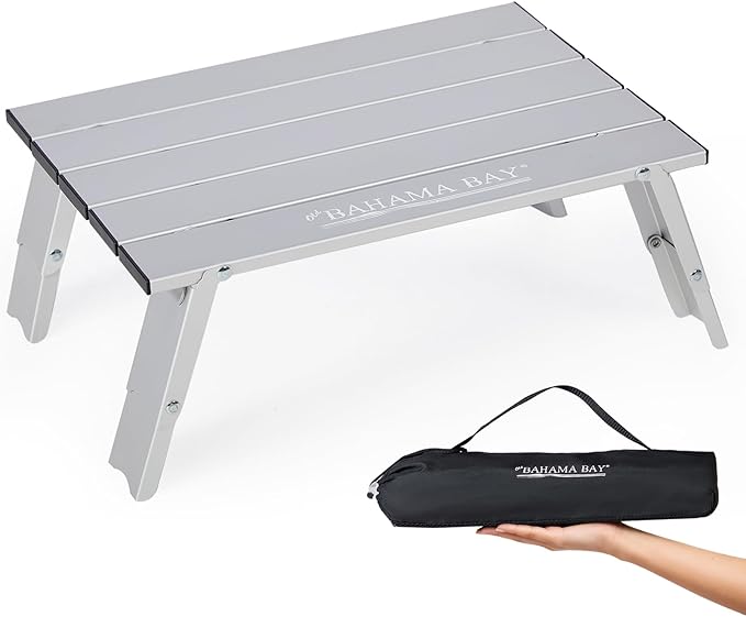 Old Bahama Bay Ultralight Aluminum Mini Table 66lbs/30kg Weight Capacity Foldable Small Beach Table with Retractable LegsSuitable for Picnic Camping Outdoor Hiking