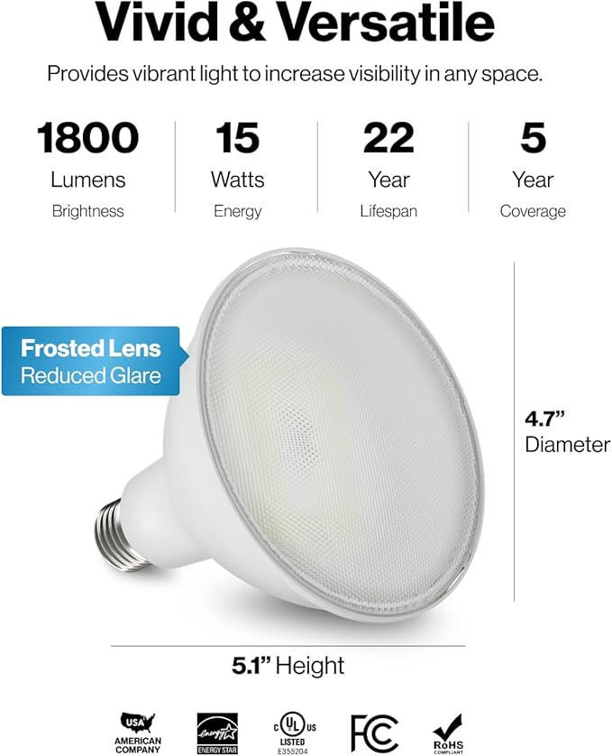 Sunco 24 Pack Outdoor Flood Light Bulbs PAR38 LED Flood Lights Waterproof 1800 LM 15W (150W Equivalent) 3000K Warm White Dimmable E26 Base Wet Rated UL