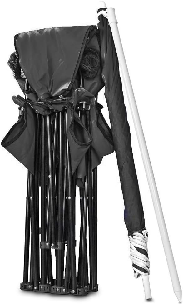 GoTEAM! Portable 2-Seat Folding Camp Chair with Cooler Umbrella &amp Cup Holders – Outdoor Picnic Beach or Tailgate Seating – Carry Case Included