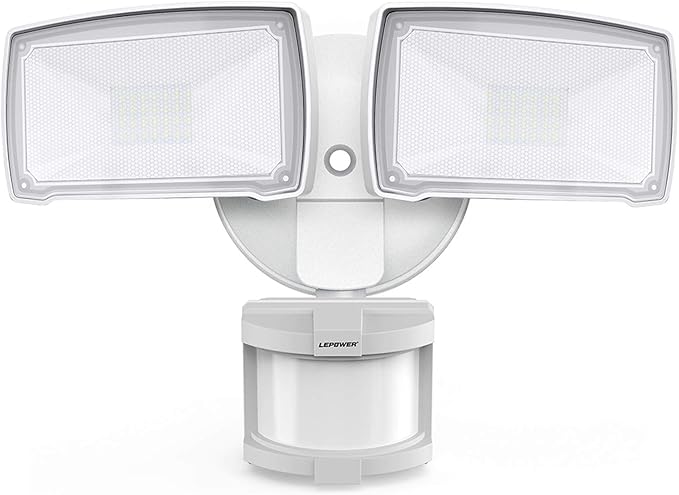LEPOWER 30W LED Security Lights Motion Sensor Outdoor 3200LM 5500K IP65 Waterproof Hardwire 2 Head Motion Detector Flood Light for Garage Yard Porch