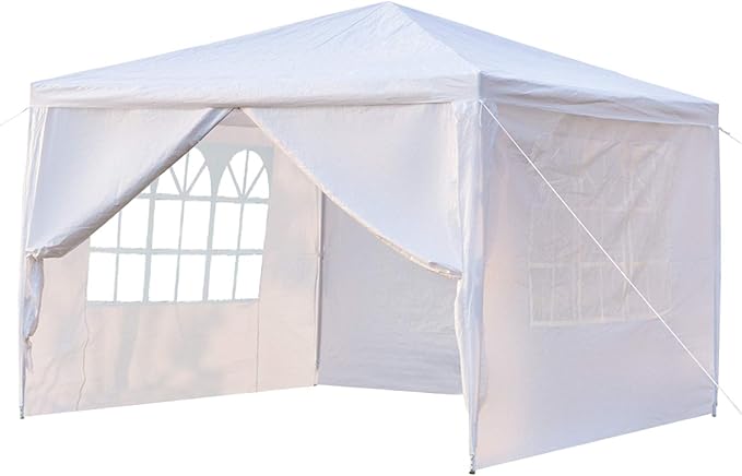 3 x 3m Four Sides Portable Home Use Waterproof Tent with Spiral Tubes White