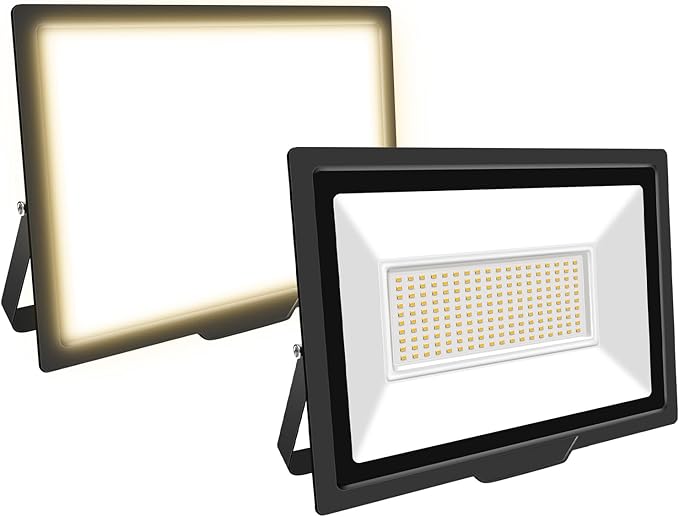 Willpower 2pcs Outdoor LED Floodlights 150W 15000LM LED Security Lights IP66 Waterproof 100V-250V Daylight Warm White 4000K Wall Light for Garden Garage Back Door Yard Lawn Court Patio
