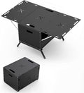 Camping Table with Storage Box Outdoor Stor-Age B-ox Practical Stor-Age Bo-x 54L Collapsible Trunk Organizer with Lid Folding STO-Rage Bin for Camping Picnic Home