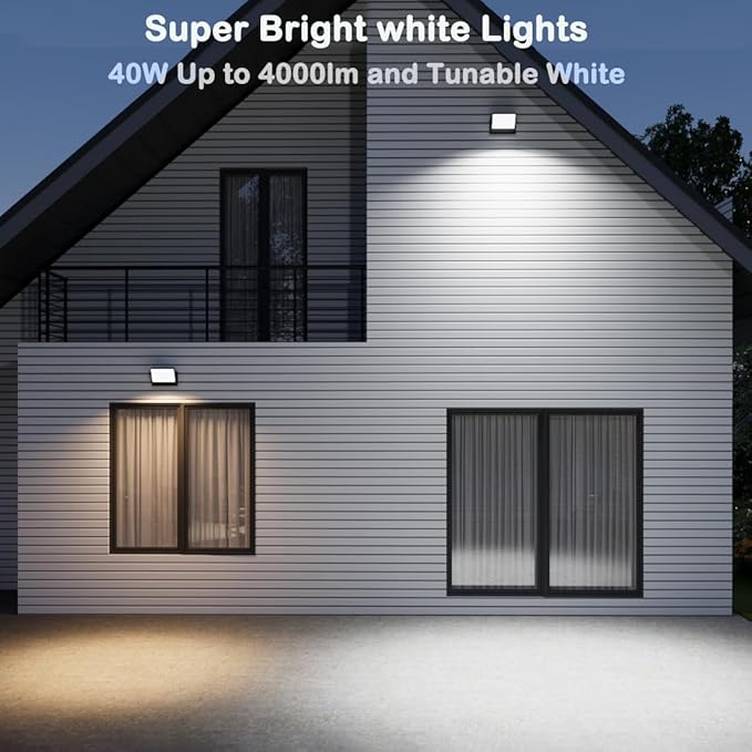 3CCT LED Outdoor Wall Lights 4800LM 360° Adjustable 3 Color Modes IP66 Waterproof Security Wall Pack Flood Lights for Garage Porch Patio Black
