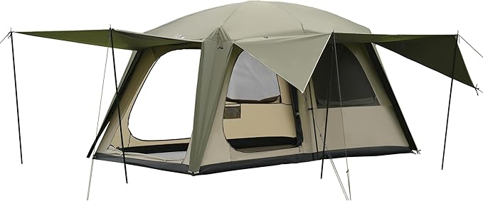 Vidalido 4-6 Person Camping Tent with 3 Door 2 Room Large Family Cabin Tents Double Layer Waterproof Portable Glamping Tent Big Tents for Outdoor Camping Hiking and Backpacking