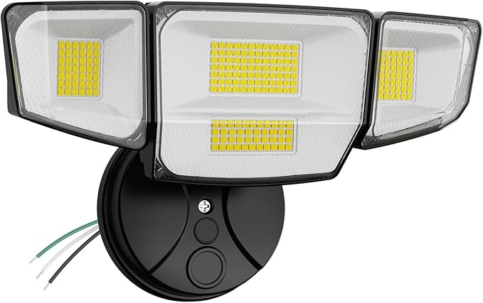 90W 10000LM Flood Lights Outdoor LED Security Lights with 4 Heads Switch Controlled 6500k Daylight IP65 Waterproof Exterior Floodlight for Outside Garage Yard Porch Eave