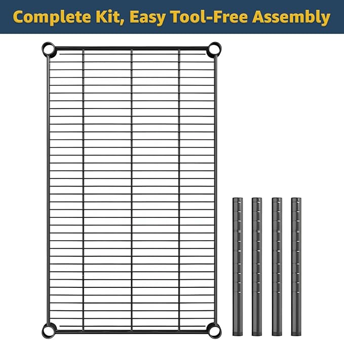 2 Pack 12 x 48 x 14 Black Wire Dunnage Rack – Heavy Duty Storage Shelf for Commercial Use NSF
