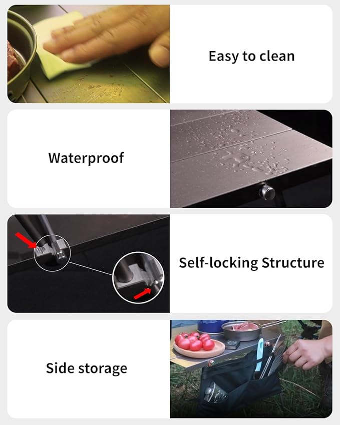 Flexifold Ultralight Aluminum Camping Table Portable Folding Camping Table Small Outdoor Side Table with Carry Bag for Outdoor Cooking Picnic Camp Beach Travel